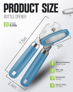 Multifunctional Can Opener Manual, Durable Heavy Duty Handheld Strong Can Opener with Smooth Cutting Edge, Friendly Kitchen Essentials Tool for Seniors, Camping and Bottle Opening-Blue