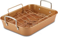 Ayesha Curry Nonstick Roaster / Roasting Pan with Rack - 11 Inch x 15 Inch, Brown