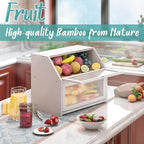 White Bread Box for Kitchen Counter, Large Bamboo Wood Double Layer Bread Box, Wooden Bread Storage Capacity
