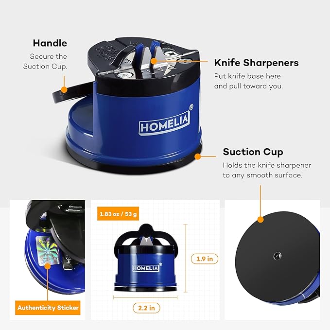 Knife Sharpeners for Kitchen Knives - Pocket Knife Sharpener Tool - Cuchillos para cocina - Kitchen Knife Sharpener with suction cup - Blade Sharpener - Small Knife Sharpening Kit