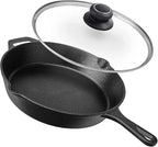 12 Inch Pan Lid - Glass Lids For Lodge 12" Cast Iron Skillet, Frying Pan, Wok, Pot Fry Pan And Dutch Ovens - Designed With Steam Vent Hole