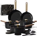 CAROTE Ceramic Cookware Set Nonstick, 16pcs Pots and Pans Set Nonstick, Non-Toxic & PFAS-Free, Dishwasher, RV/Camping Cookware Set, Cooking Pots with Lids, Charcoal Black