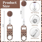 Irenare 6 Pcs Flat Bottle Openers Retractable Bar Keys for Bartenders Stainless Steel Beer Bottle Opener with Belt Clip and Round Badge Reel Bartender Gifts for Women Men(Leopard Style)