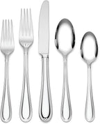 Lenox Silverware Set, Ashbridge 80-Piece Flatware Set, Service For 12, Rust Resistant 18/10 Stainless Steel, Dishwasher Safe, Knives Spoons And Forks Sets, Home And Kitchen Utensils (Silver, 80 Piece)