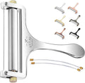 Zulay Kitchen Stainless Steel Wire Cheese Slicer - Adjustable Hand Held Cheese Cutter with 2 Extra Wires - Premium Cheese Shaver for Mozzarella, Cheddar, Gruyere - Cheese Cutter with Wire (Silver)