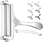 Zulay Kitchen Stainless Steel Wire Cheese Slicer - Adjustable Hand Held Cheese Cutter with 2 Extra Wires - Premium Cheese Shaver for Mozzarella, Cheddar, Gruyere - Cheese Cutter with Wire (Silver)
