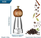 Pepper Grinder Set Salt and Pepper Grinder Acrylic Manual Pepper Mill Set with Adjustable Coarseness Salt and Pepper Shakers, Enjoy Fresh Ground Pepper Spices Salt Grinder (6.7in-wood-acrylic)