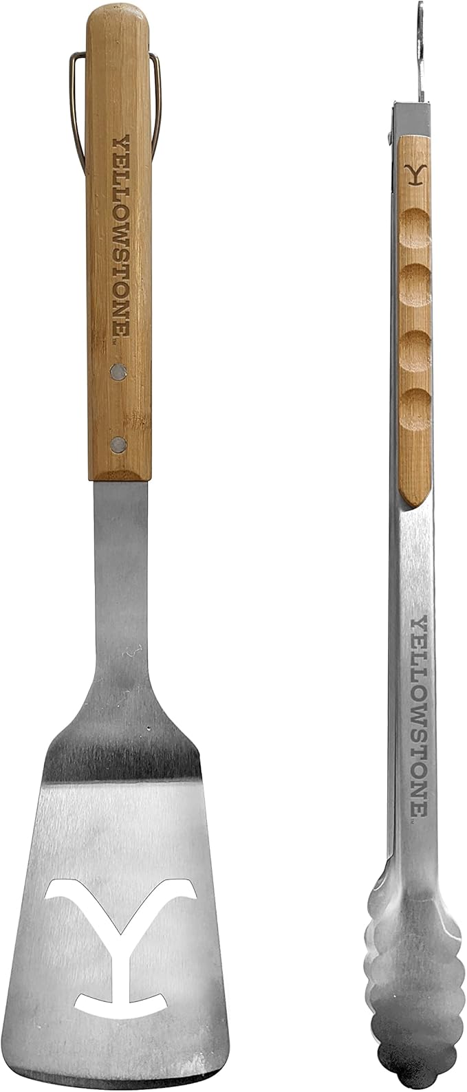Y Yellowstone BBQ Tool Set - 2 Piece Spatula & Tongs, Grilling Utensils Set, Stainless Steel Barbecue Accessories for Outdoor Grill, Grill Gift for Men, Authentic Yellowstone Merchandise