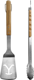 Y Yellowstone BBQ Tool Set - 2 Piece Spatula & Tongs, Grilling Utensils Set, Stainless Steel Barbecue Accessories for Outdoor Grill, Grill Gift for Men, Authentic Yellowstone Merchandise