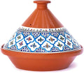 Kamsah Tagine Pot for Cooking and Flavor Enrichment - Large Clay Pot 12”, 5.5 QT - Non-Stick Handmade Cookware - Moroccan Ceramic Pots for Cooking with Lid & Serving Bowl - Bohemian Classic Turquoise