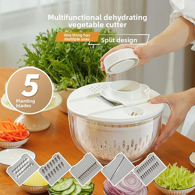 Yosoo Health Gear Salad Spinner with 5 Blades, 4500ml Multifunctional Vegetable Fruit Washing Bowl, with Strainer, for Home Kitchen
