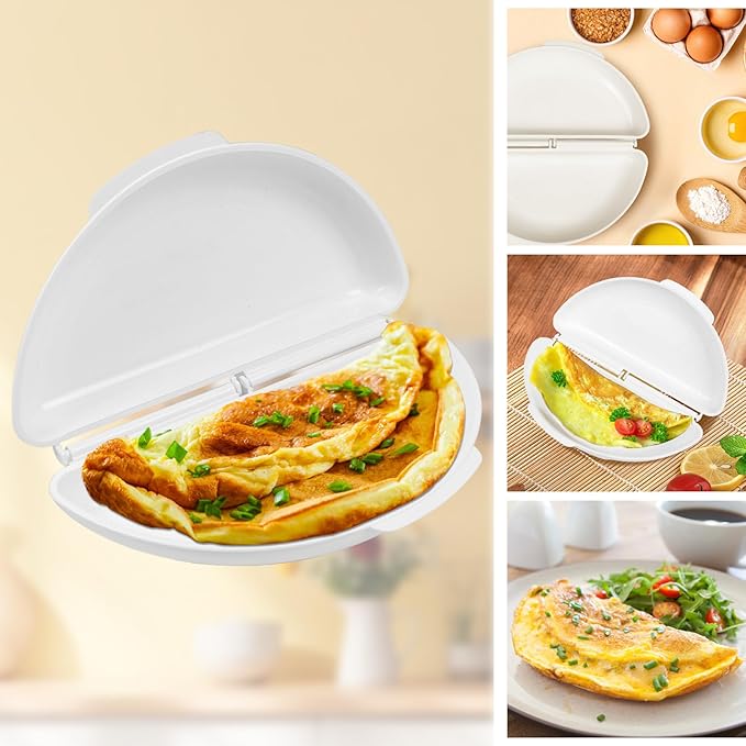 (4pcs) Easy Breakfast Set, Microwave Egg Cooker/Poacher, Microwave Omelet Maker, Microwavable Bacon Grill/Rack/Cooker Tray/Dish, Baked Potato Cooker, Easy To Use and Non-Stick Egg Cookwarez