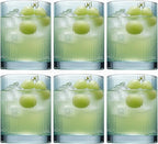 Physkoa Mint Green Ribbed Drinking Glasses Set of 6 – 9oz Vintage Green Glassware, Embossed Ribbed Tumbler Cups for Juice, Water, Cocktail, Iced Coffee