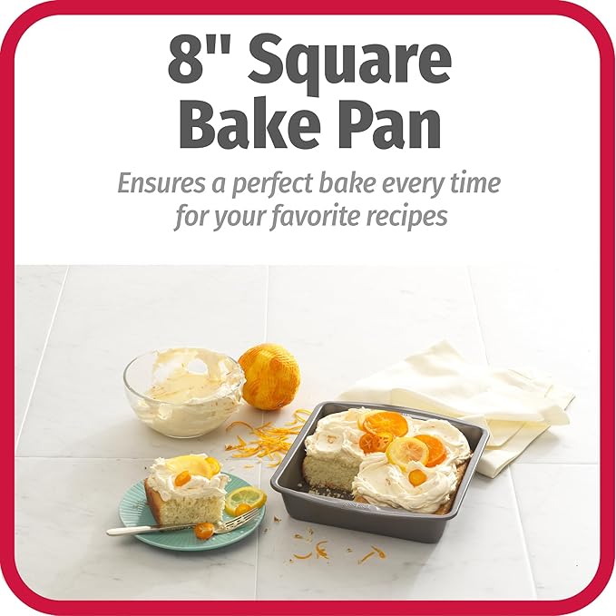 GoodCook Everyday Nonstick Steel Square Pan, 8", Gray (Pack of 2)