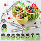 17 Pack Melon Baller Scoop Set - 4 in 1 Stainless Steel Fruit Tool Set Fruit Scooper Seed Remover with Fruit Vegetable Cutter Shapes Set Fruit Peeler for Fruit Slicer Dig Pulp Separator (A)