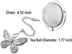 2pcs TeaSanavie Tea Infuser，Loose Tea Steeper Couple Handmade Honey Bee & Butterfly Tea Strainers for Loose Tea, Tea Strainer with Bee Charm Pendant Tea Ball Set Gifts for Women