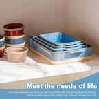 Dafuceramic Casserole Dishes for Oven, Baking Dishes, Ceramic Bakeware Sets of 4, Rectangular Baking Pan Set with Handles for Baking, Casserole, Kitchen, Wedding Gift (Blue Yellow)