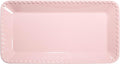 Paris Hilton Rectangle Ceramic Stoneware Serving Platter Tray, Embossed Hearts, Microwave Safe, 15x8-Inch, Pink