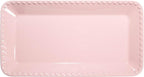 Paris Hilton Rectangle Ceramic Stoneware Serving Platter Tray, Embossed Hearts, Microwave Safe, 15x8-Inch, Pink