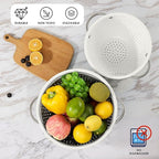 Rorence Powder Coated Steel Colanders: 1.5 Quart 3 Quart & 5 Quart Set of 3 - White