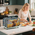 Highland Cattle Sunflower Print Toaster Cover Air Fryer Dust Cover Anti Fingerprint Aztec Toaster Oven Cover Washable Kitchen Small Appliance Covers (Large-18.5 * 22.5 * 12.99 inches)