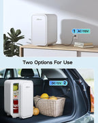 BEICHEN Mini Fridge,6 Liter / 8 Can Small Fridge for Bedroom, Car, Office & Dorm, 110V AC/DC Portable Thermoelectric Cooler & Warmer for Skincare, Food, Drinks, White