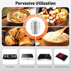 5-Tier Stainless Steel Steamer, 12.8 Inch Commercial Multi Tier Stainless Steel Cookware Pot Vegetable Meat Steamer Cooker Set w/Glass Lid for Steaming Shrimp & Miscellaneous Grains