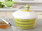 Leifheit Trend Green and White Salad Spinner, 4L Crank-Handle Salad Dryer with Non-Slip Base, Ergonomic Recessed Grip, Dual-Use Bowl for Serving or Draining, Dishwasher Safe Kitchen Tool