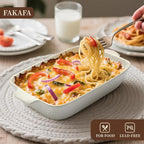Ceramic Casserole Dishes Set of 3, Stoneware Baking Pans for Oven, Rectangular Lasagna Dish & Bakeware Set, Red (14.7’’/12.4’’/10.3’’)