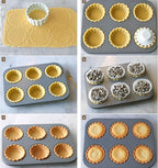 Mini Tart Pan, 2.75" Egg Tart Molds 6-Cavity Non Stick Fluted Mini Tart Mould, Reusable Quiche Bakeware Carbon Steel for Pies, Quiche, Cheese Cakes, Desserts(Not Included Cutting Mold)