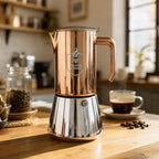 FIAMMA & FERRO Premium Italian Espresso Maker - 12-Cup (20oz) Stainless Steel Moka Pot, Copper PVD Finish, Induction Compatible, No Aluminum