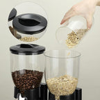 QWORK Double Dry Food Dispenser, 2L Capacity Each, Dry Cereal Grain Dispenser, Keeps Ingredients Fresh