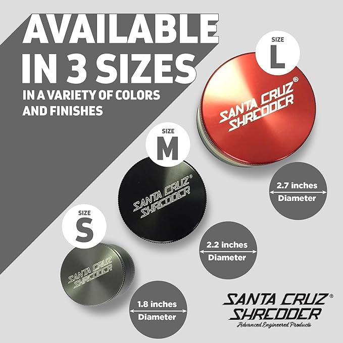 Santa Cruz Shredder Metal Spice Grinder with Textured Grip – 3-Piece Large 2.7" (Grey)