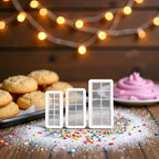 6Pcs White Square Cookie Cutter Set, Geometric Multicutter Cake Fondant Cutter,3 Size Square Biscuit Cutters Cake Decorating Use Safety Easy to Store,Cookie Cutters Baking Tools and Accessories