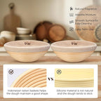 Banneton Bread Proofing Basket - Sourdough Starter Kit Banneton Sourdough Proofing Basket Set of 2, Sourdough Bread Baking Supplies for Making Baking Fermentation (9" Round Set of 2, 6 Accessories)