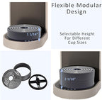 Elevate Anti-Splash Cup Riser Accessory for most Keurig K-cup, Cuisinart Single Serve, and other Coffee Makers, Adjustable for Cup Size and Drip Tray Type (Dark Gray with Black Base)