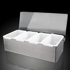 New Star Foodservice 48025 Stainless Steel Condiment Dispenser with 4 Compartments (NO ICE Tray Included)