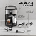 Electactic 20 Bar Professional Compact Espresso Cappuccino Machine with Auto Milk Frother, Stainless Steel Coffee Maker for Cappuccino, Latte