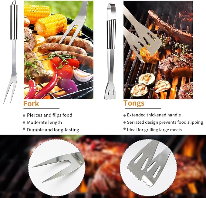BBQ Accessories Barbecue Grill Utensils Set, 7pcs Stainless Steel BBQ Tools for Outdoor Grill,Grilling Gifts for Men, Dad, BBQ Loversies Grilling Gifts for Men,Father's Day/Christmas/Thanksgiving Day