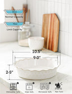 Deep Pie Dish for Baking, Ceramic Pie Pan for Apple Pie, Tart, Quiche Baking Dish, Farmhouse Decor Pie Plate, Deep Dish Pie Pan, Oven Safe, Off-White