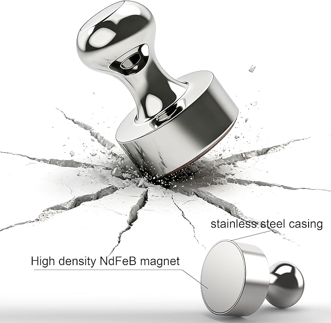 Tiergrade Metallic Magnets, Refrigerator Magnets, 48 Pack Magnetic Push Pins, Strong Fridge Magnets, Multi-use Whiteboard Magnets Perfect for Kitchen Office Classroom