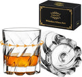PARACITY Spinning Whiskey Glasses Set of 2, Rotatable Old Fashioned Glassware, Bourbon/Cocktail/Rock Glasses for Bar, Party and Home, Whiskey Gift for Men