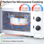 Glass Microwave Steamer for Vegetables, Broccoli, Fish & Food – Oven Safe Steamer Bowl for Cooking, BPA-Free, Odorless & Dishwasher Safe（2.5L）