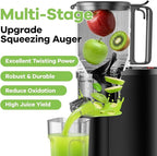 EanOruus Cold Press Juicer, 5.8" Wide Feed Chute Juice Extractor Machine with 400W, High Juice Yield, Slow Masticating Juicer for Whole Vegetables & Fruits, Textured black