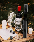 CIRCLE JOY Electric Wine Bottle Opener Set Rechargeable 7-in-1 Wine Set with Foil Cutter, Electric Wine Opener, Electric 2in-1 Wine Aerator & Pourer, Electric Vacuum Pump and 2 Wine Stoppers, Black