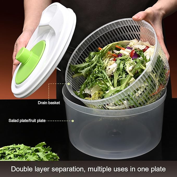 Small Lettuce Spinner - Salad Bowl Spinner, Salad Dryer for Washing Spinner, Small Salad Spinner for Draining Greens, Fruits, and Vegetables