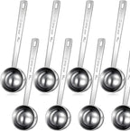 Geiserailie 8 Pcs 2 Tablespoon Scoops with Long Handle, 30 ml Stainless Steel Measuring Spoon for Coffee Milk Fruit Powder, Loose Tea Dry, Spice Jar, Cooking Baking, and Other Dry Goods
