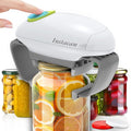 INSTACAN Higher Torque and One Touch Electric Jar Opener Easy Remove Almost Size Lid with Auto-Off, Powerful Bottle Opener for Arthritic Hands, Automatic Jar Opener for Weak Hands and Seniors (White)