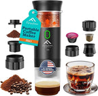 APSARAS USA Portable Coffee Maker for Travel, Portable Espresso Maker, 20 bar Mini Espresso Machine, 3in1 Travel Coffee Maker with Ground Coffee & Capsule(Ns&DG) for RV, Camping, Car