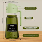 LAKUMIQI 2 in 1 Oil Sprayer for Cooking, 16oz Olive Oil Dispenser Bottle for Kitchen, Food Grade Light-Blocking Leak Proof Glass Spray Bottle for Salad, Air Fryer, BBQ